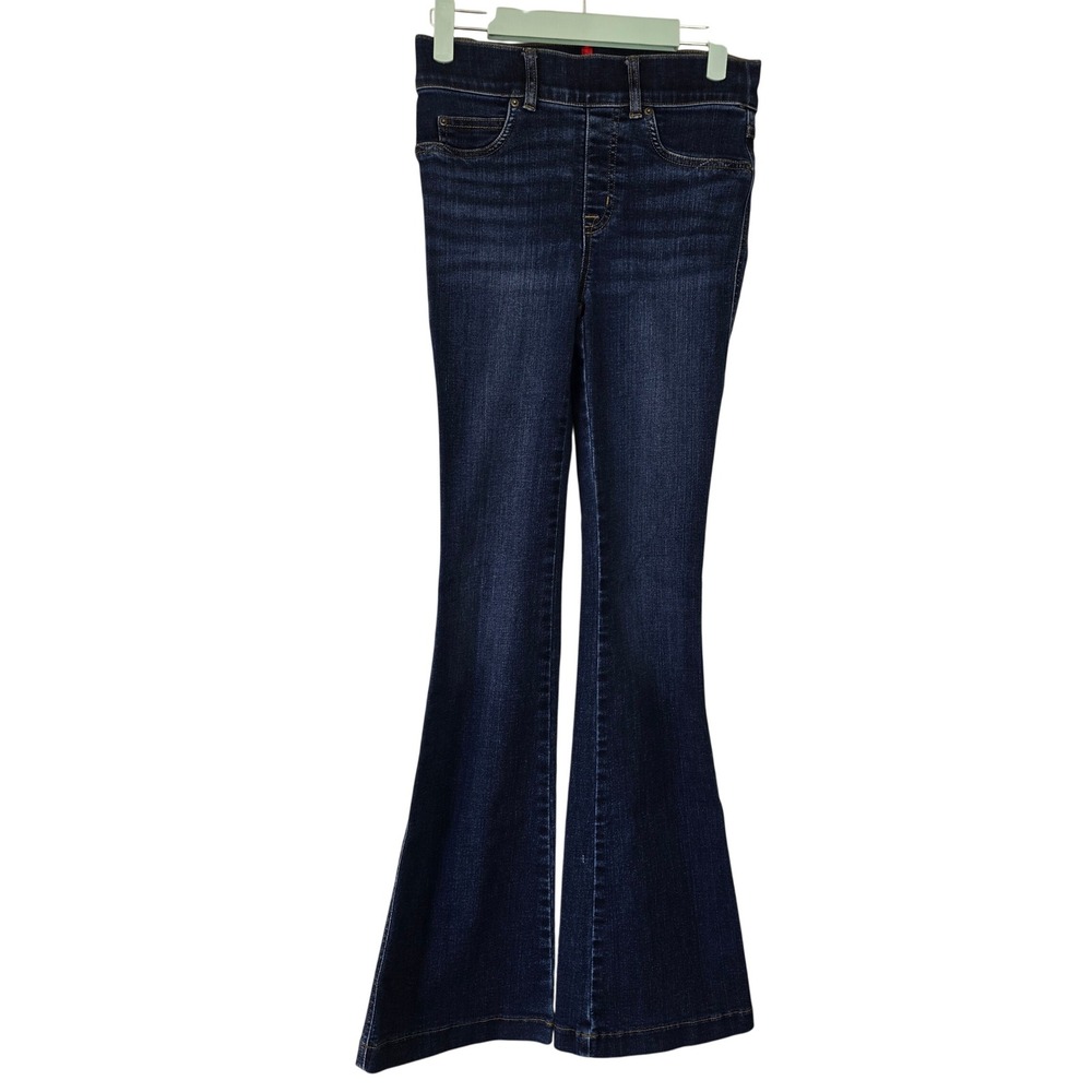 SPANX Womens XS Pull On Flare Jeggings Dark Wash Stretch Denim
